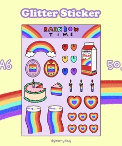 Die-cut Glitter Sticker A6 : Rainbow Time