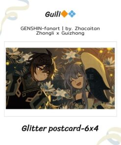 Zhongli x Guizhong-6x4 Glitter postcard-by. Zhacai