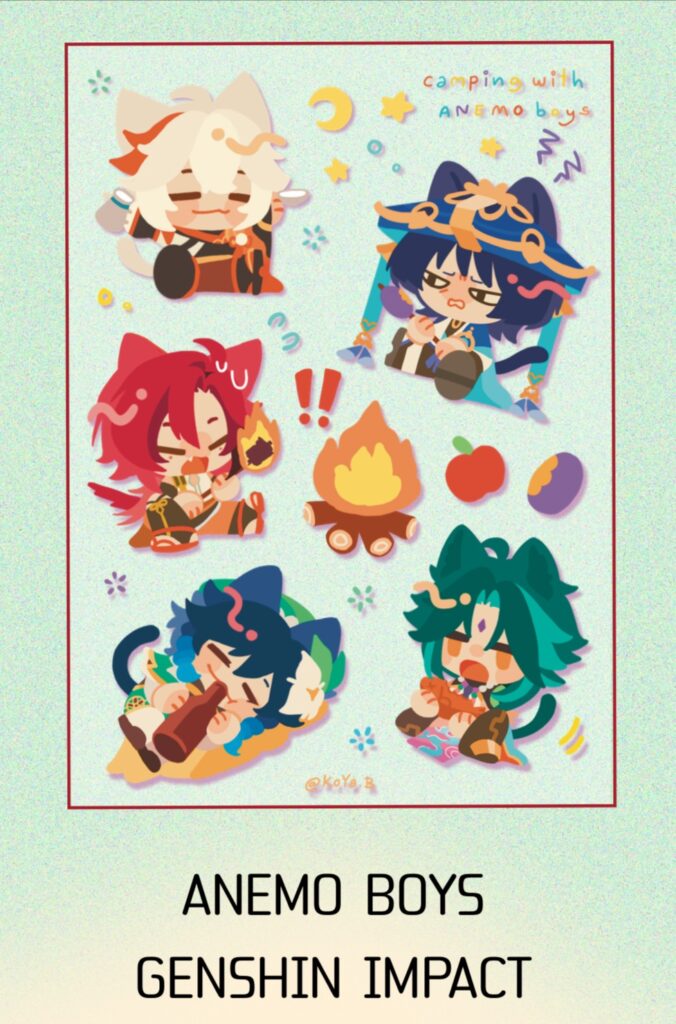 [ Genshin ] anemo boys – sticker sheet – Homu