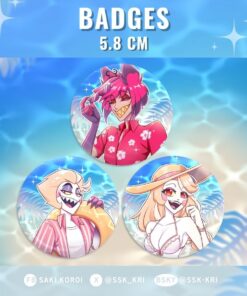 Hazbin Hotel Summer | Badges | Alastor, Lucifer, Charlie